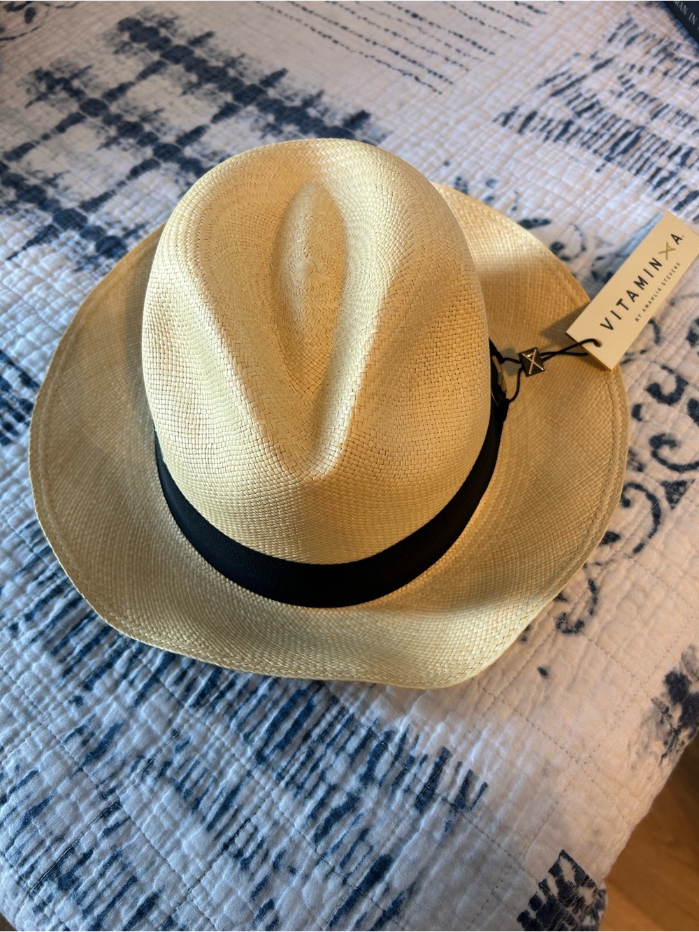 Vitamin A Straw Fedora Hat in Natural with Black Band